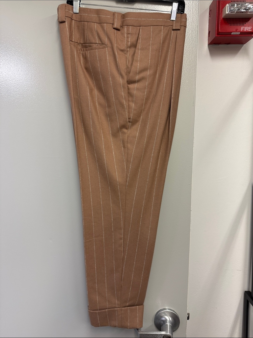 Brunello Cucinelli camel Pinstripe Dress Trousers
